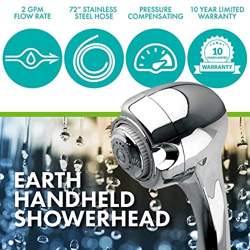 Niagara Conservation Niagara Conservation N2935CH Earth Spa 3-Spray with 2 GPM 2.7-in. Wall Mount Handheld Shower Head in Chrome, 1-Pack | Bathroom Shower Head Sprayer with Pressure Compensation Technology