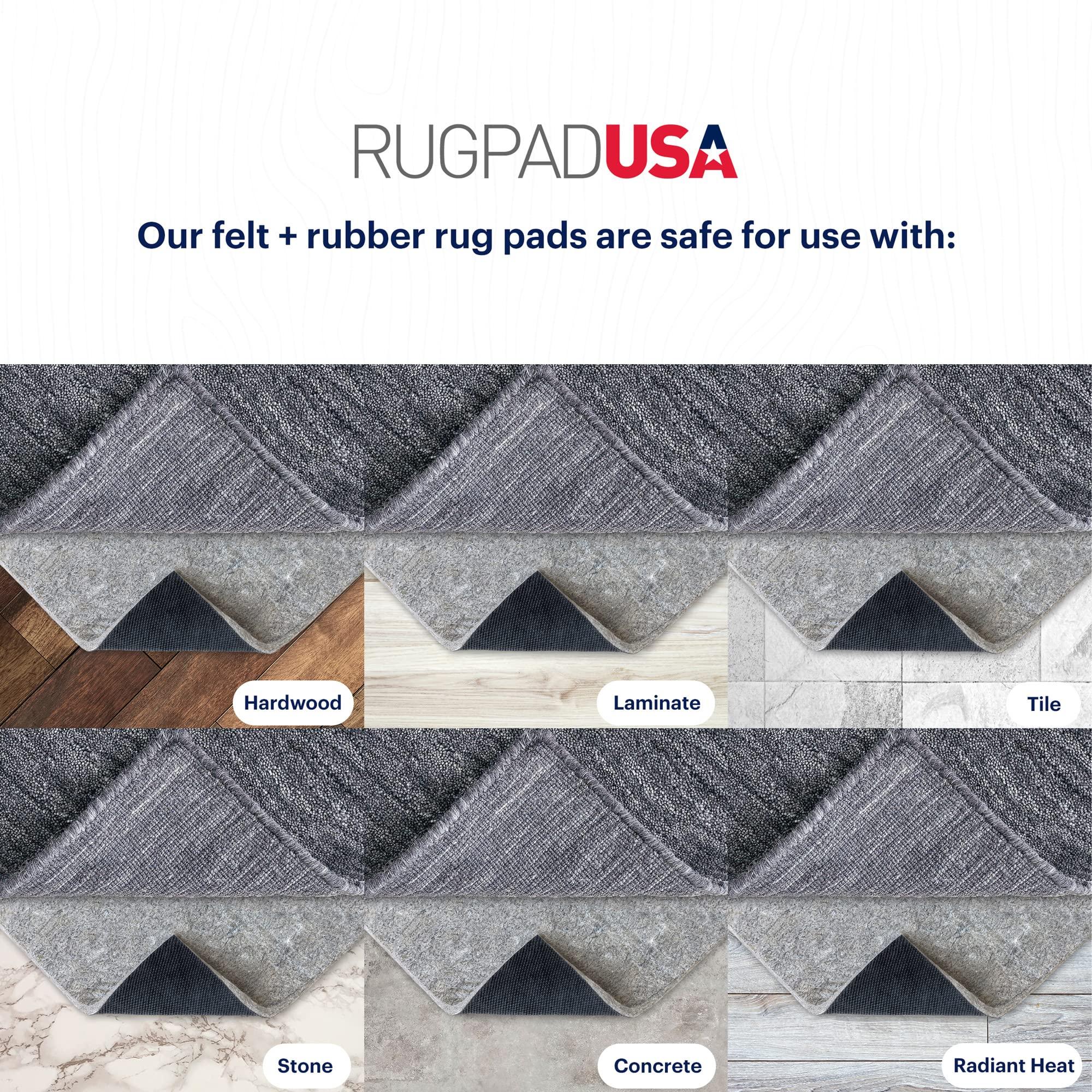 RUGPADUSA RUGPADUSA - Dual Surface - 7\'x10\' - 3/8\" Thick - Felt + Rubber - Enhanced Non-Slip Rug Pad - Adds Comfort and Protection - for Hard Surface Floors