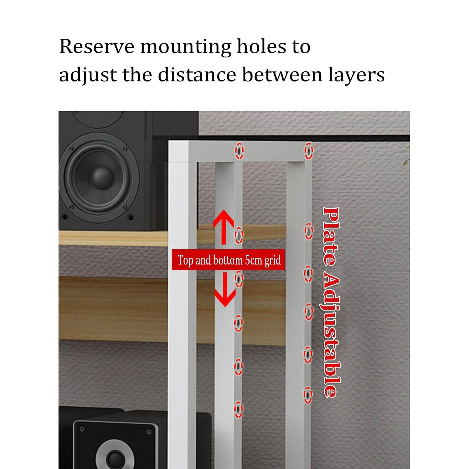HOFSSI Media Storage Cabinet, 5-Tier Shelves Audio Video Media Stand Cabinet with Height Adjustable, for Store Cable Boxes, DVD Players, Streaming Devices, Home Theater Receivers,Black