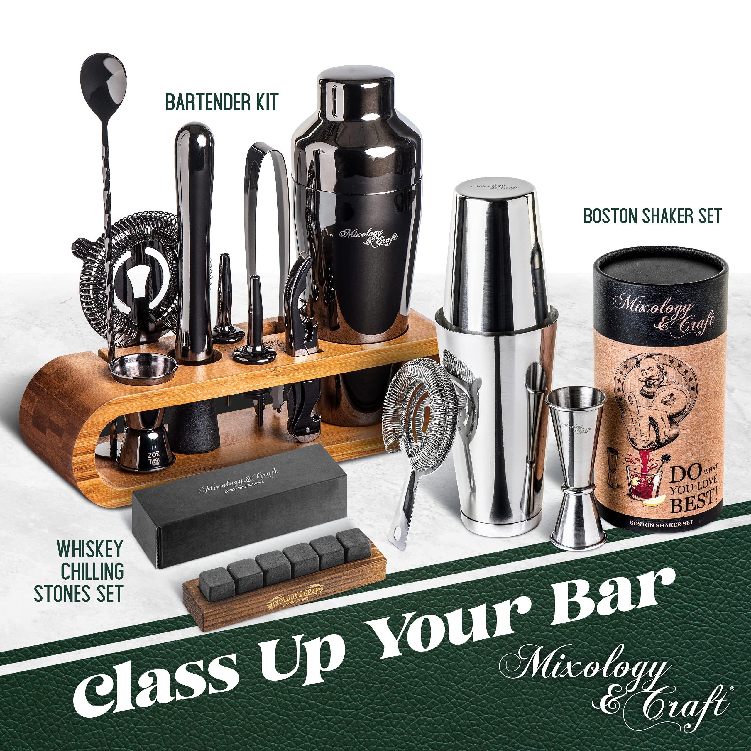 Mixology & Craft Mixology & Craft Bartender Kit: 10-Piece Bar Tool Set with Bamboo Stand | Perfect Home Bartending Kit and Martini Cocktail Shaker Set Great Drink Mixing Experience | Fun Housewarming Gift (Gun-Metal)