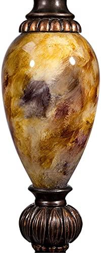 kathy ireland kathy ireland Mulholland Traditional Vintage Table Lamps 30\" Tall Set of 2 Aged Bronze Marbleized Golden Off White Fabric Oval Shade for Living Room Bedroom House Nightstand Office Entryway