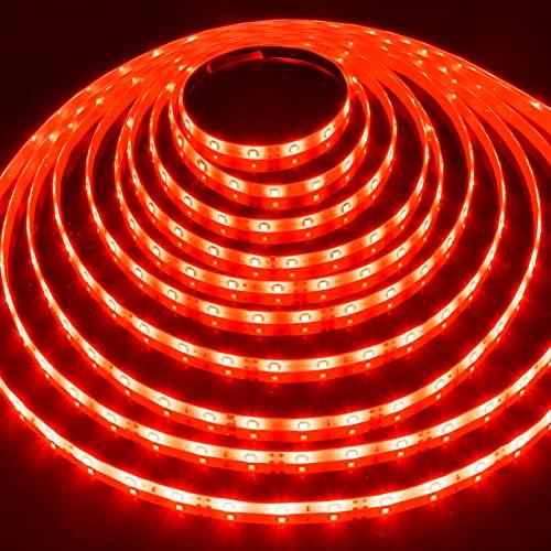 iNextStation iNextStation 12V LED Light Strip IP65 Waterproof Red LED Strip Lights 16.4ft/5m Cuttable 300 SMD 2835 LED Tape Flexible Led Lights for Bedroom Outdoor Indoor Decor (Power Adapter not Included)