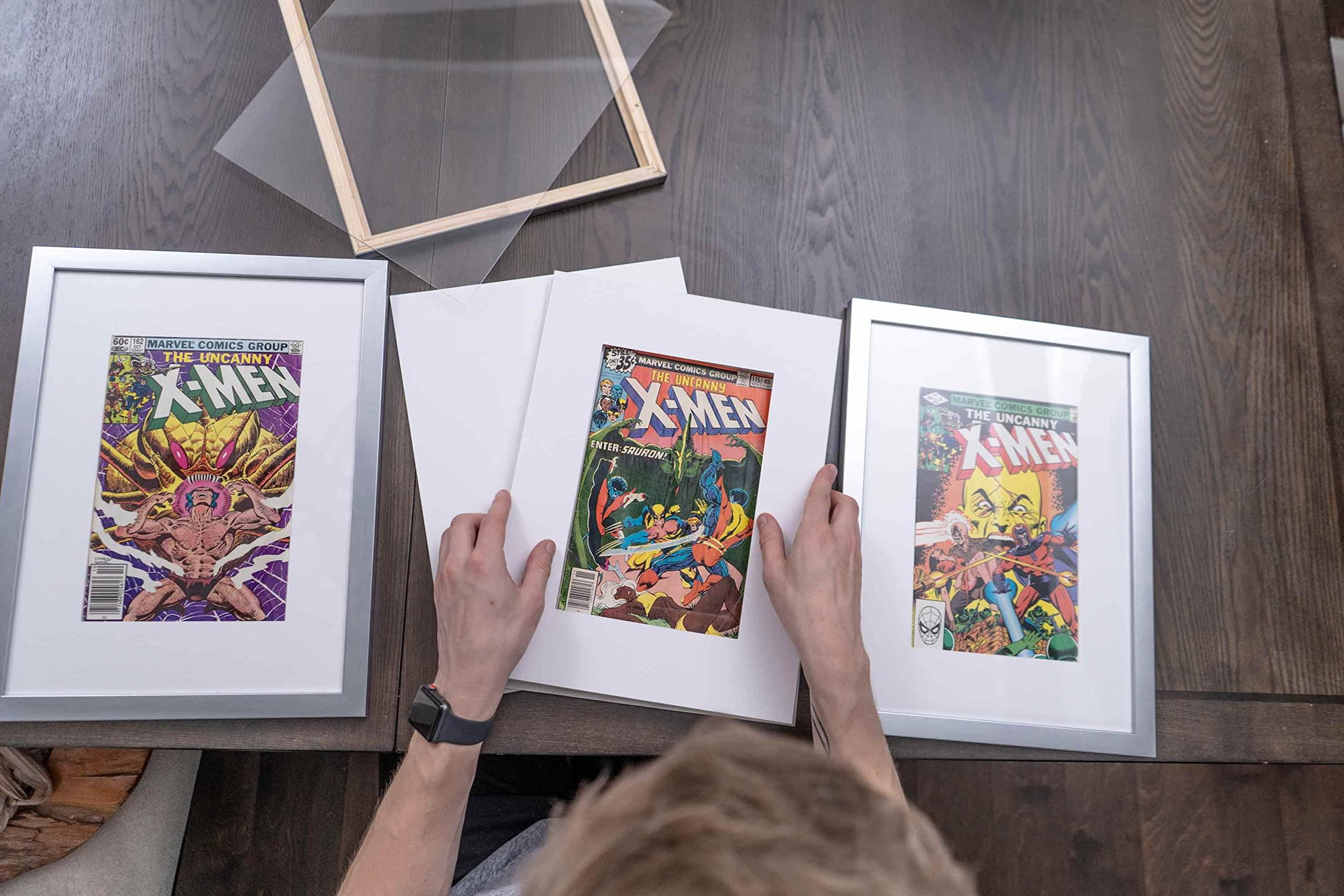 CustomPictureFrames.com 8 Comic Book Frame Gold Collage Comic Book Frame with White Mat to Display 8 Golden Age Comic Books with UV Acrylic, Backing & Hanging Hardware