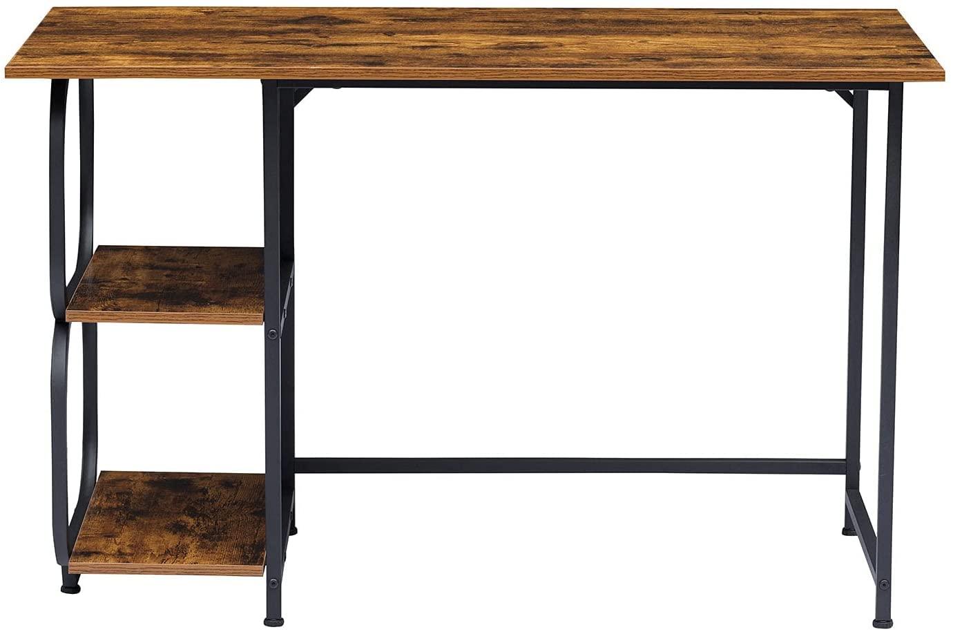 Annivia Anivia Writing Computer Home Office Desk with 2 Storage Shelves on Left or Right Side, Industrial Simple Style Wood Table Metal PC Laptop Notebook, 47\", Rustic Brown + Black Frame