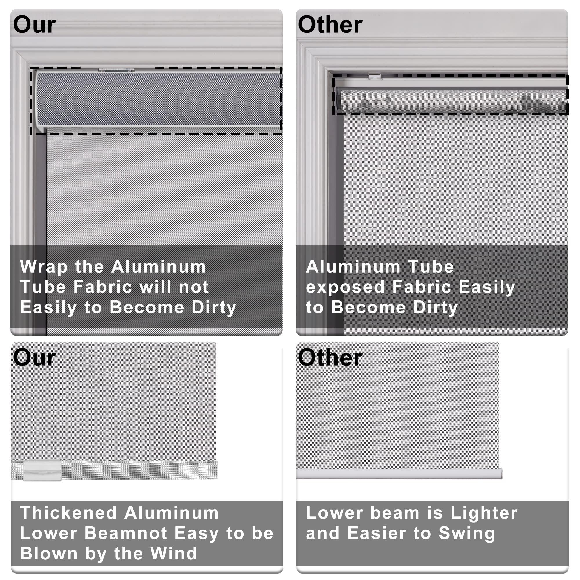 HOTSOON HOTSOON Light Filtering Roller Shades for Windows Cordless Solar Roller Blinds 5% Openness with Cassette Valance Sheer and Glare Reduce Window Shades for Home Office Living Room Beige,30" W x 72" H