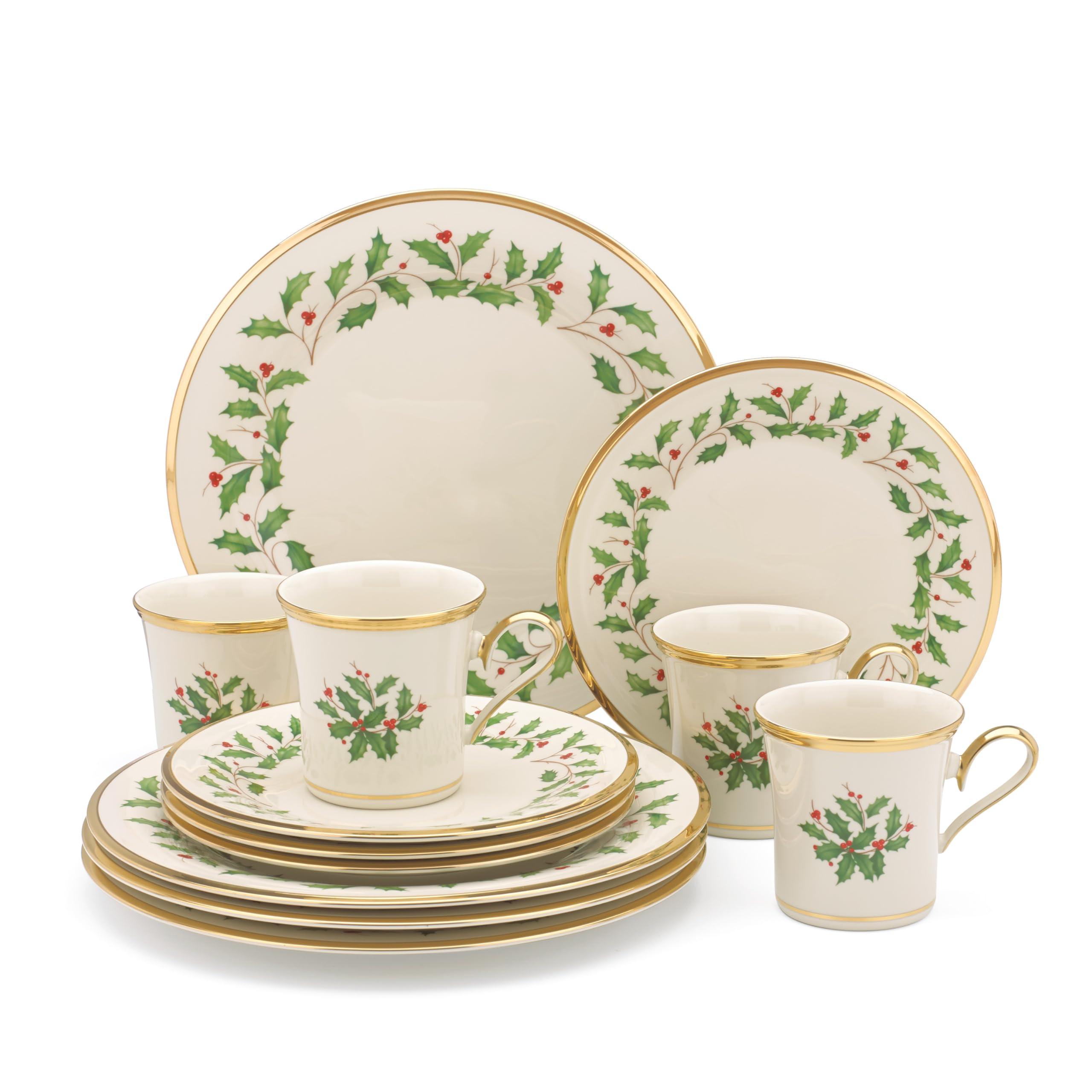 Lenox Lenox 6122048 Holiday 12-Piece-Plate-&-Mug Set, Christmas Dinnerware, Hosting
