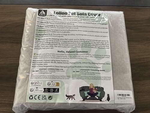 Loiion Cat Scratch Furniture Protector - Anti-Slip, Waterproof Sofa Cover to Keep Cats Off, Pet-Friendly Couch Protectors for 3 Cushion Couch, Khaki Anti-Scratch Couch Cover for Pets and Kids 134\"X71\"