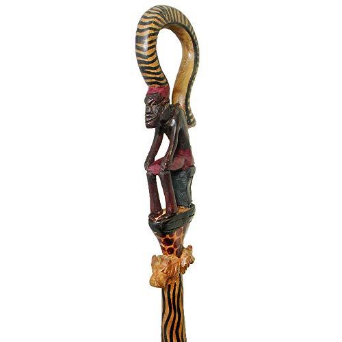 Stoneage Arts Global African Wood Decorative Walking Stick (Hand Made in Kenya) (Wise Man)