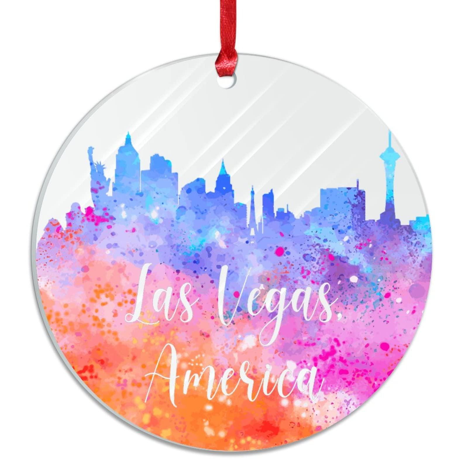 Generic America Las Vegas Acrylic Ornaments City Home Ornament Keepsake Flat Ornament Xmas Tree Christmas Tree Ornament Housewarming Gifts 3 inches