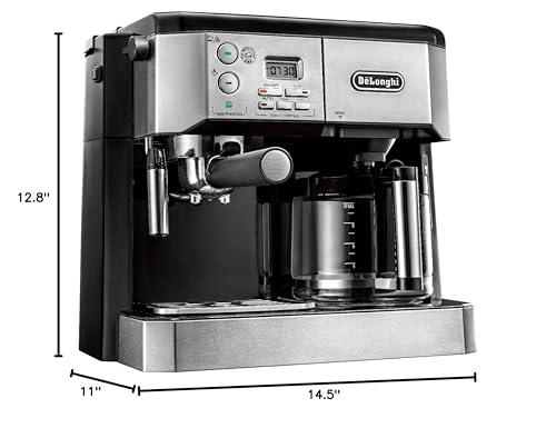 De'Longhi DeLonghi BCO430 Combination Pump Espresso and 10-Cup Drip Coffee Machine with Frothing Wand, Silver and Black