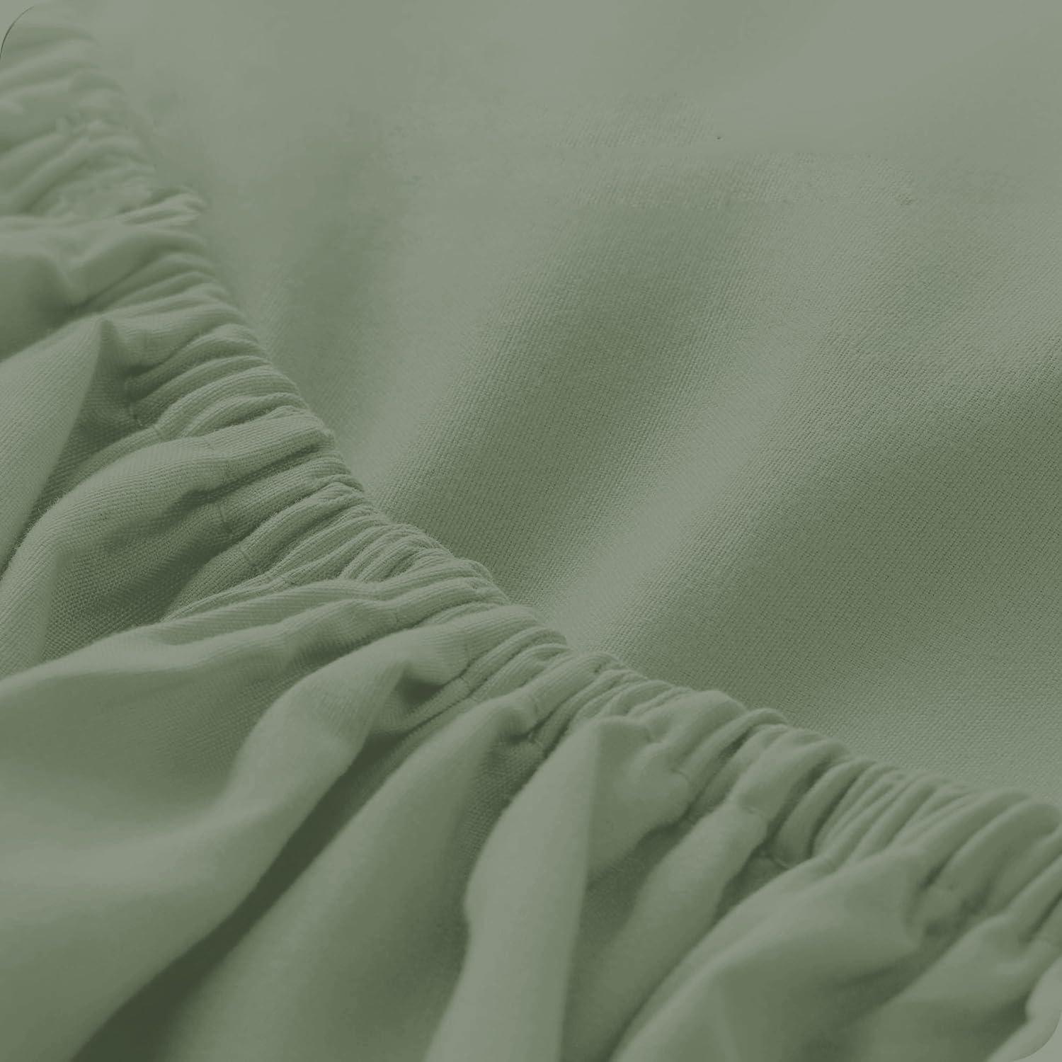 Silentnight Split King Sheets for Adjustable Beds 100% Egyptian Cotton 1000 Thread Count Sheets - 5Pcs Split King Sheet Set 18\" Inch Deep Pocket - Sage Solid