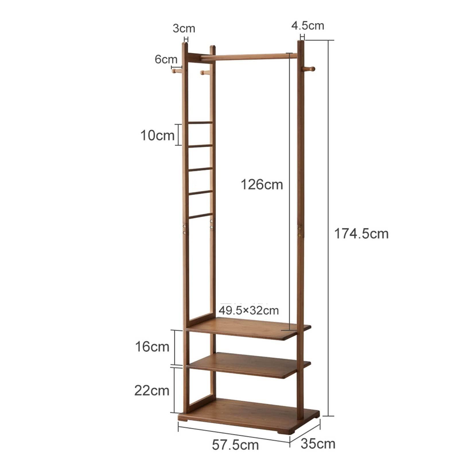 IMPREC IMPREC Wooden Coat Hanger, Modern Vertical Coat Hanger Furniture Coat Hanger The Bold Main Pole Can Hang A Lot of Clothes Put A Lot of Items at The Bottom (Color : Brown, Size : 57.5x35x174cm)