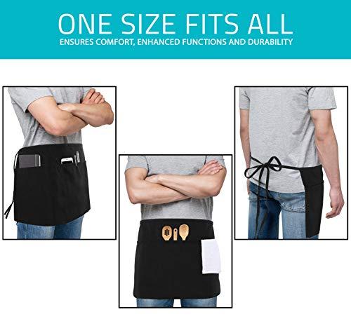 Utopia Wear Utopia Wear 12 Pack Server Apron with 3 Pockets, Waist Apron for Waiter Waitress, 12 Inches, Black