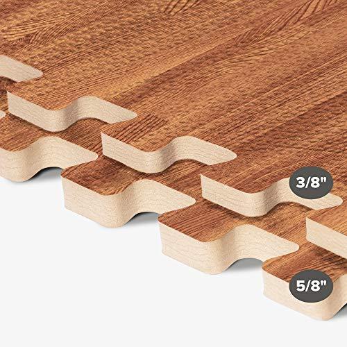 We Sell Mats Forest Floor 5/8 Inch Thick Printed Foam Tiles, Premium Wood Grain Interlocking Foam Floor Mats, Anti-Fatigue Flooring, Mahogany, 16 Sq Ft