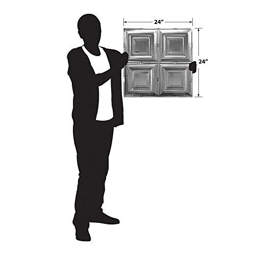 American Tin Ceilings American Tin Ceilings [5 Pack 24\" x 24\" 100% Tin Nail-Up Ceiling Tiles | Pattern #1 Brushed Satin Nickel Square Pattern Design with Modern Beveled Squares for Ceilings & Kitchens