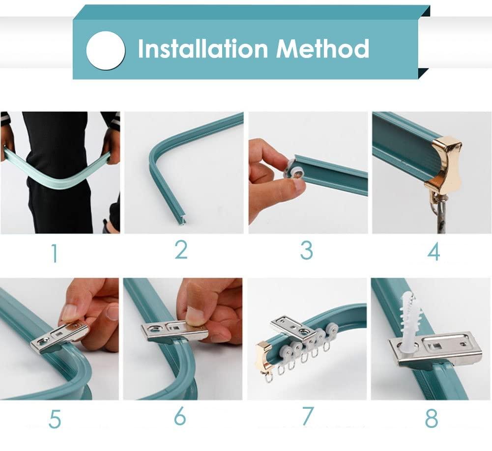 SRNSAEB SRNSAEB Curved Ceiling Curtain Track Bendable, 10 11.5 13 15 20 23 26 Ft Long, Aluminum Curtain Rod Room Divider for Partition/Home/Commercial (Color : Blue, Size : 1m/3.3ft)