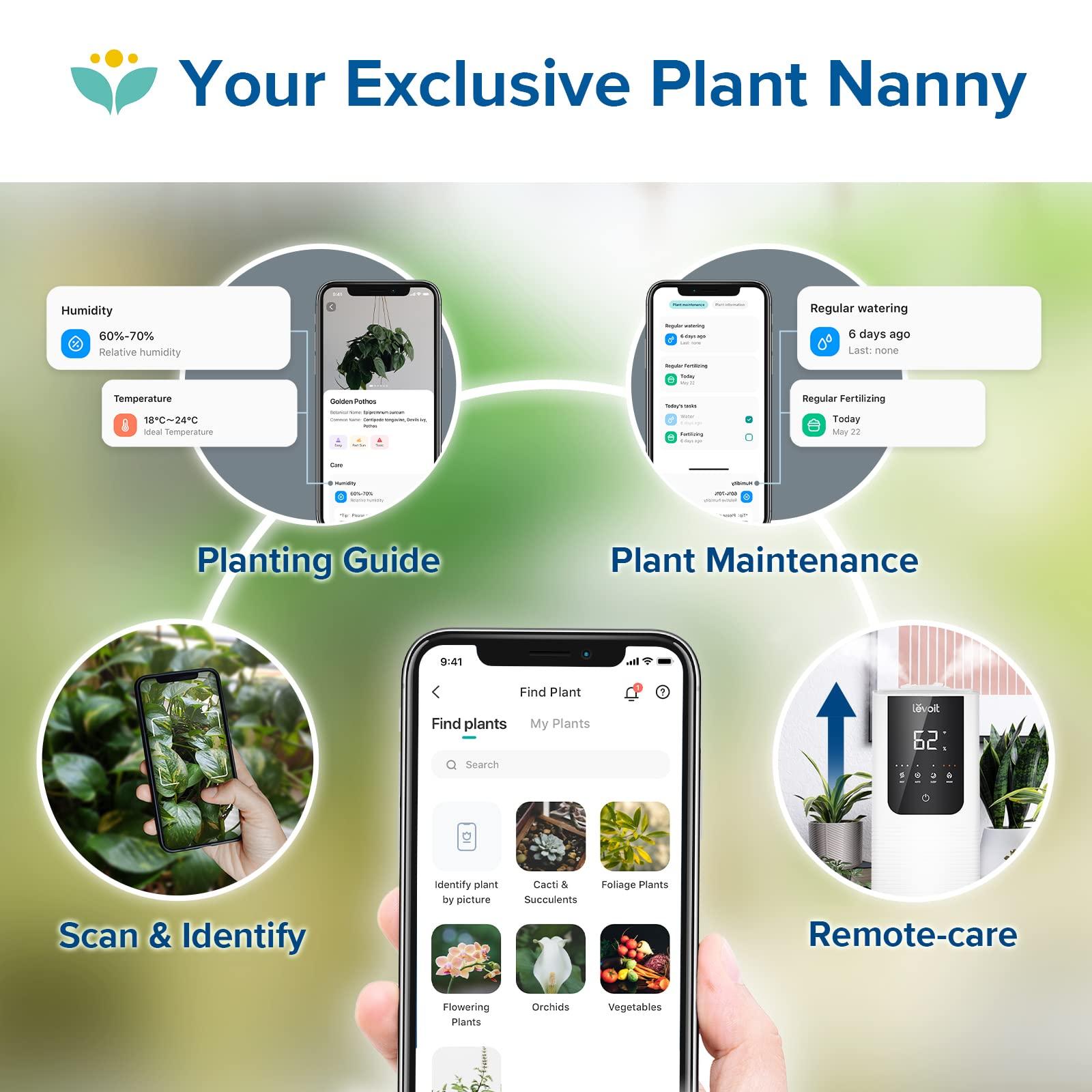 LEVOIT LEVOIT Humidifiers for Bedroom Home, Smart Warm and Cool Mist Air Humidifier for Large Room, Auto Customized Humidity, Fast Symptom Relief, Easy Top Fill, Essential Oil, Quiet, OasisMist4.5L, White