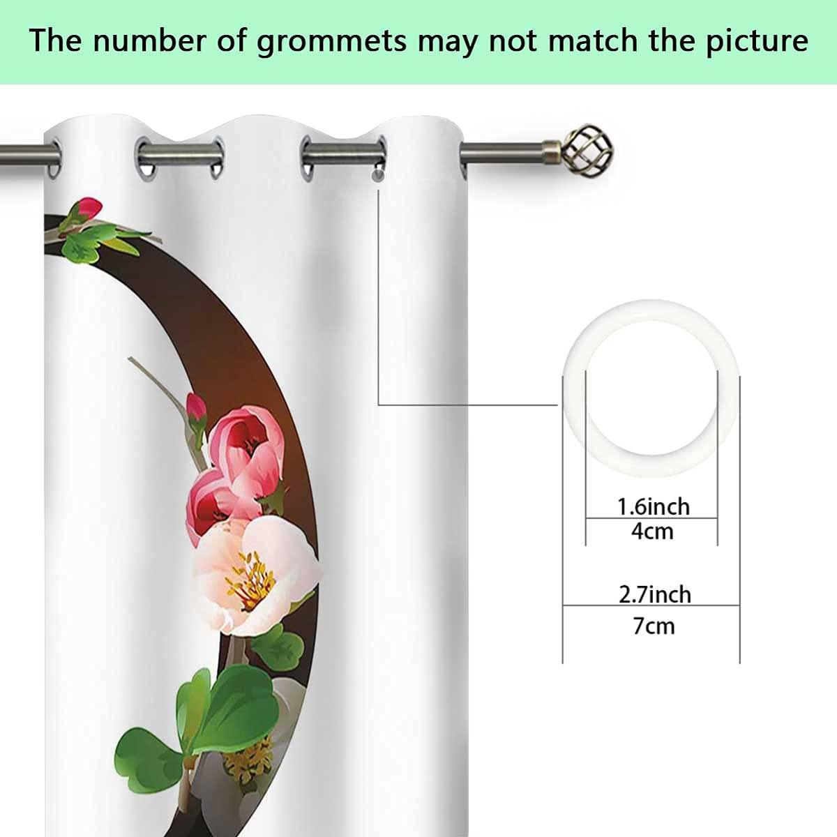 ViLJe Blackout Curtain Liners 72 Inches Length, Q with Quince Flora Modern Thermal Insulated Curtain for Bedroom 63 x 72 Inch