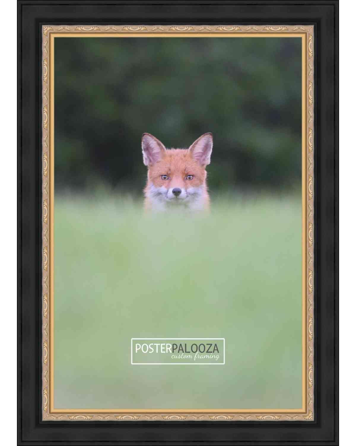 Poster Palooza Poster Palooza 20x10 Frame Black and Gold Ornate Solid Wood Picture Frame | 1.5 Inch Moulding Width | with UV Acrylic Plexiglass, Foam Board Backing & Hanging Hardware Included