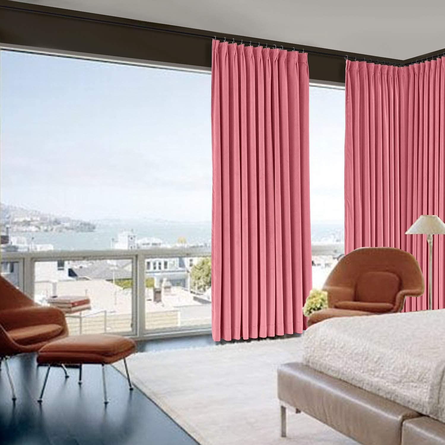 LITTLE BIRD LITTLE BIRD Double Pinch Pleated Curtains with Hooks for Living Room -Bedroom-Apartment Window Curtain Baby Pink,(Wide 58 Inch by 84 Inch Long-1 Panel)