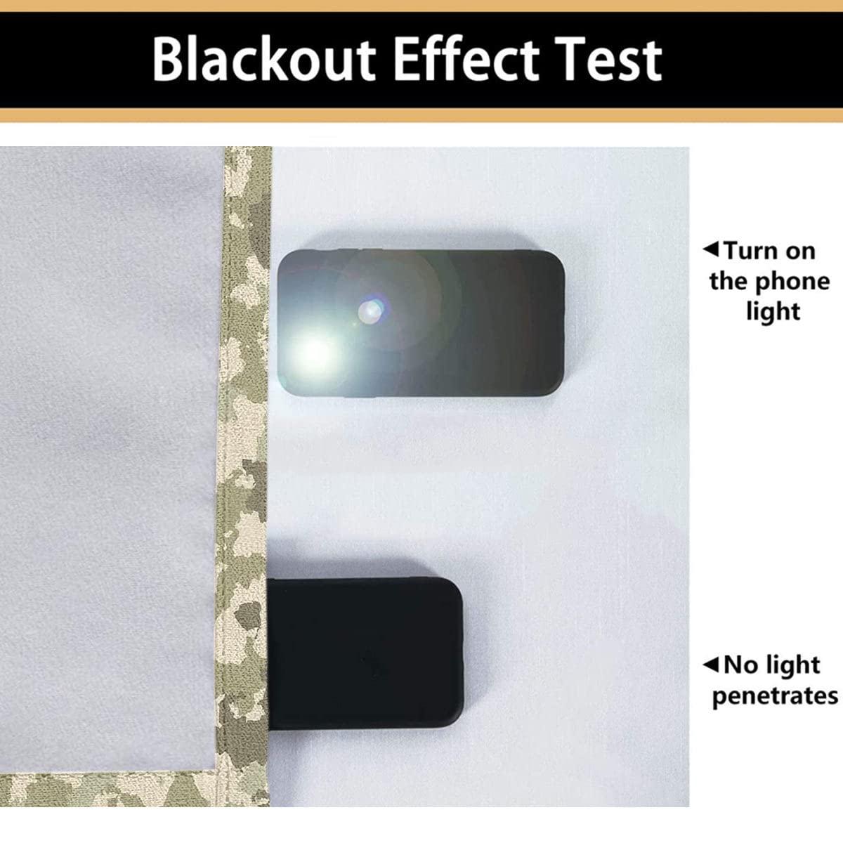 honying Camo Darkening Blackout Curtains Army Green Pale Green Cream Blackout Grommet Window Curtains for Bedroom W48 x L72