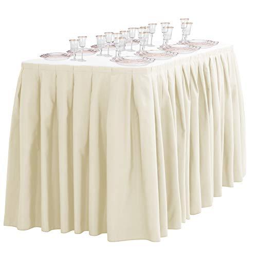 LTC LINENS LinenTablecloth 21 ft. Accordion Pleat Polyester Table Skirt Ivory