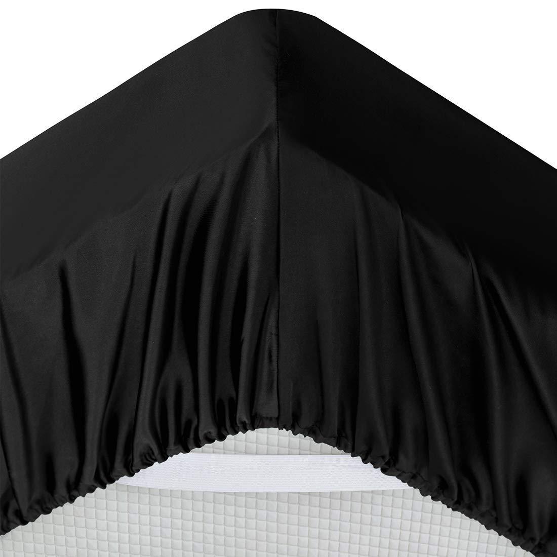 CottonFly 5Pcs Satin Split Cal-King Sheets Set for Adjustable Bed Hotel Bed Set 100% Soft Satin High Thread Count Fits Mattress Upto 18\'\'Deep Pockets Satin Split Cal-King Black Sheets Set