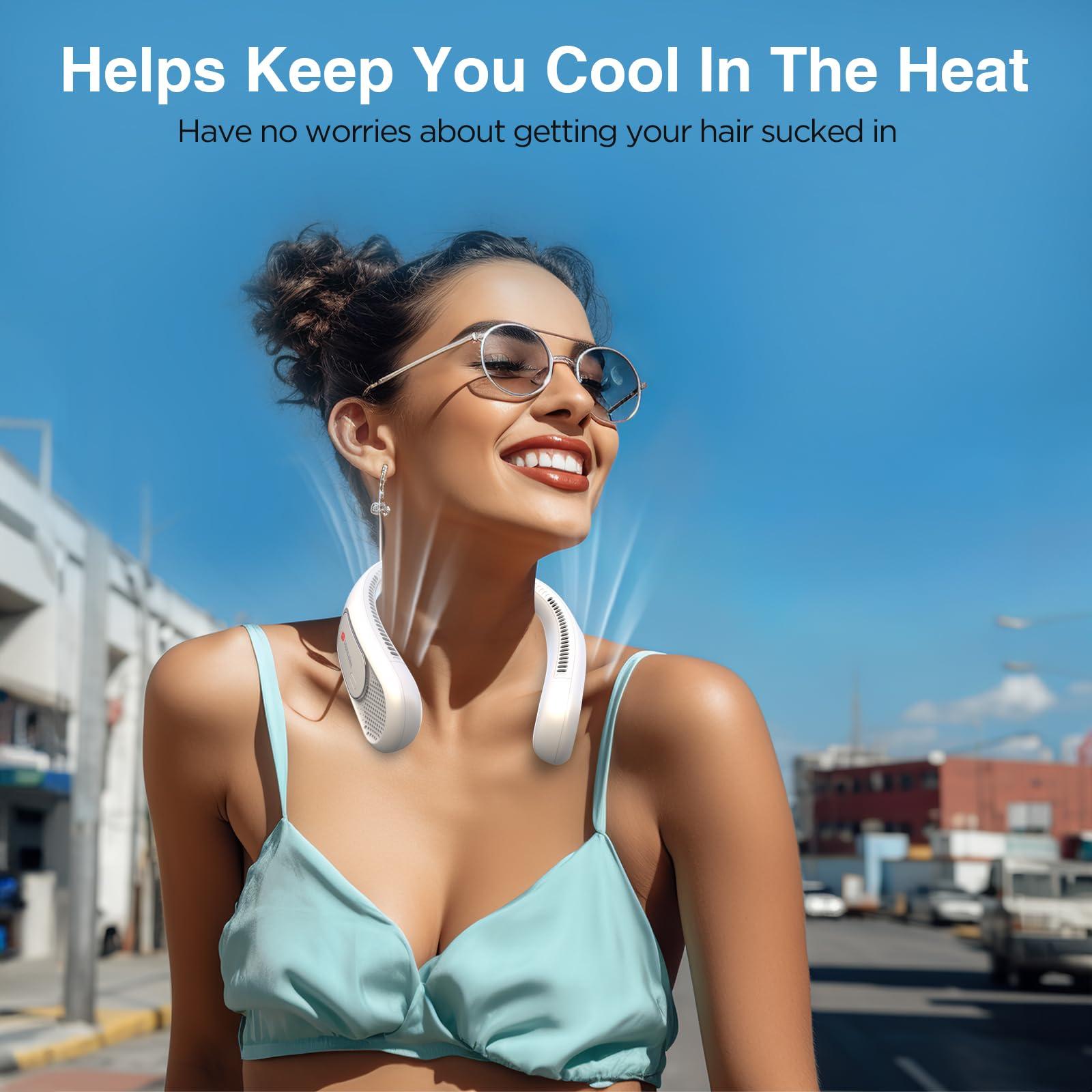 Hotsales Hotsales Neck Fan, Hands Free Bladeless Neck Fans Portable Rechargeable, 6000 mAh Battery Operated Wearable Personal Fan, Cooling Neck Fan, 3 Speeds, USB Fan Gifts for Men, Women, Travel, Outdoor