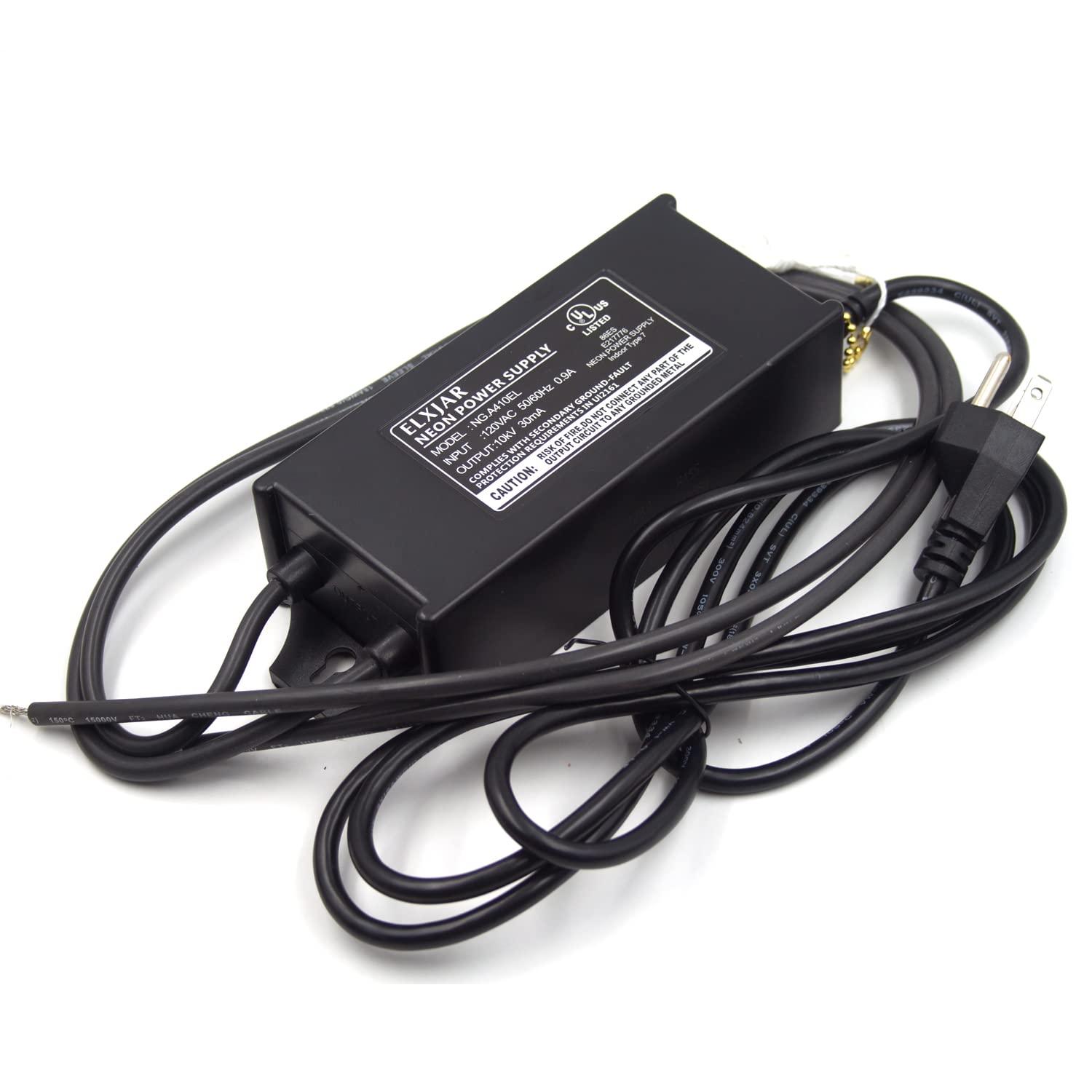 elxjar 10KV 30mA 10000V Power Supply for Glass Neon Sign Electronic Neon Light Transformer with UL Approval
