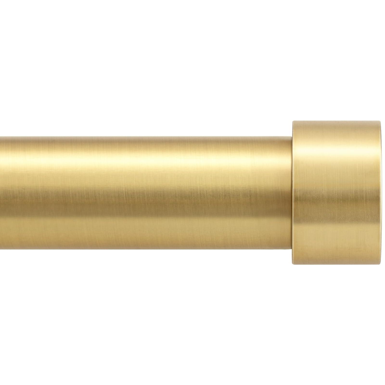 zeerobee Zeerobee Curtain Rods for Windows 32 to 72, 1 Inch Heavy Duty Drapery Rods with Adjustable Length, Outdoor Modern Curtain Pole with Simple End Caps, 32"-72", Brushed Gold