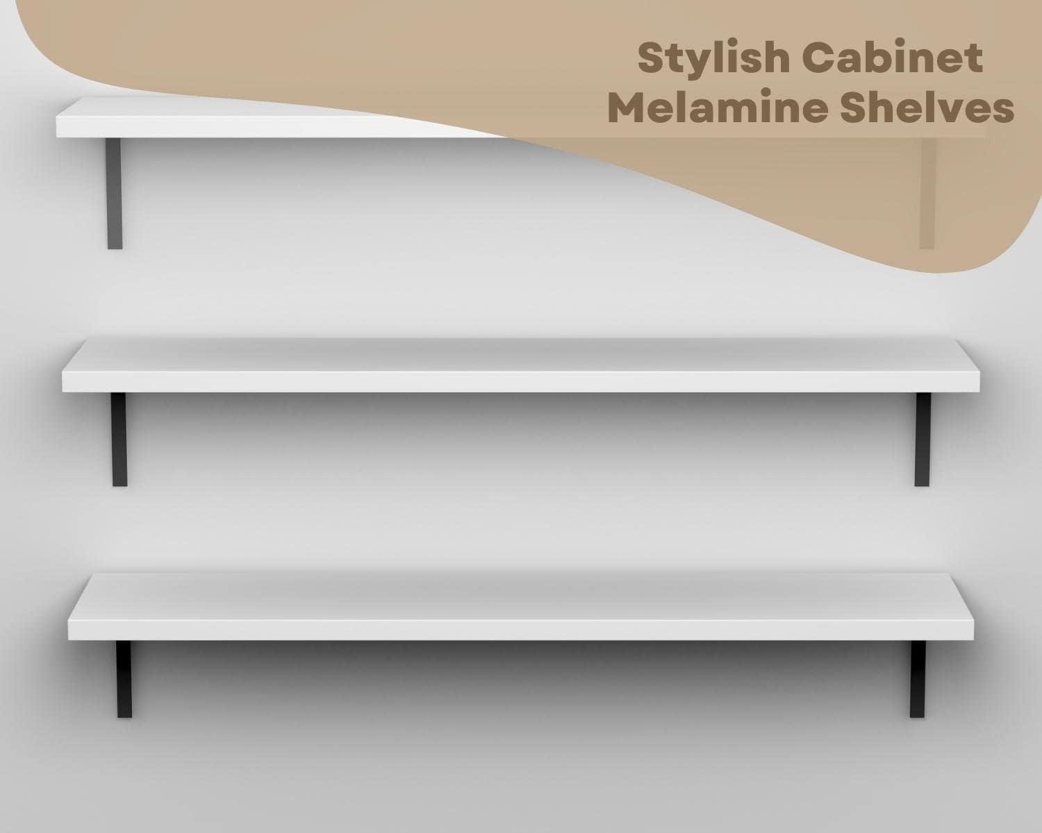 HomeLoft Basics White Cabinet Shelves, Melamine 1/2'' Thick, Custom, Cut to Size. (5' Depth x 14'' Length)