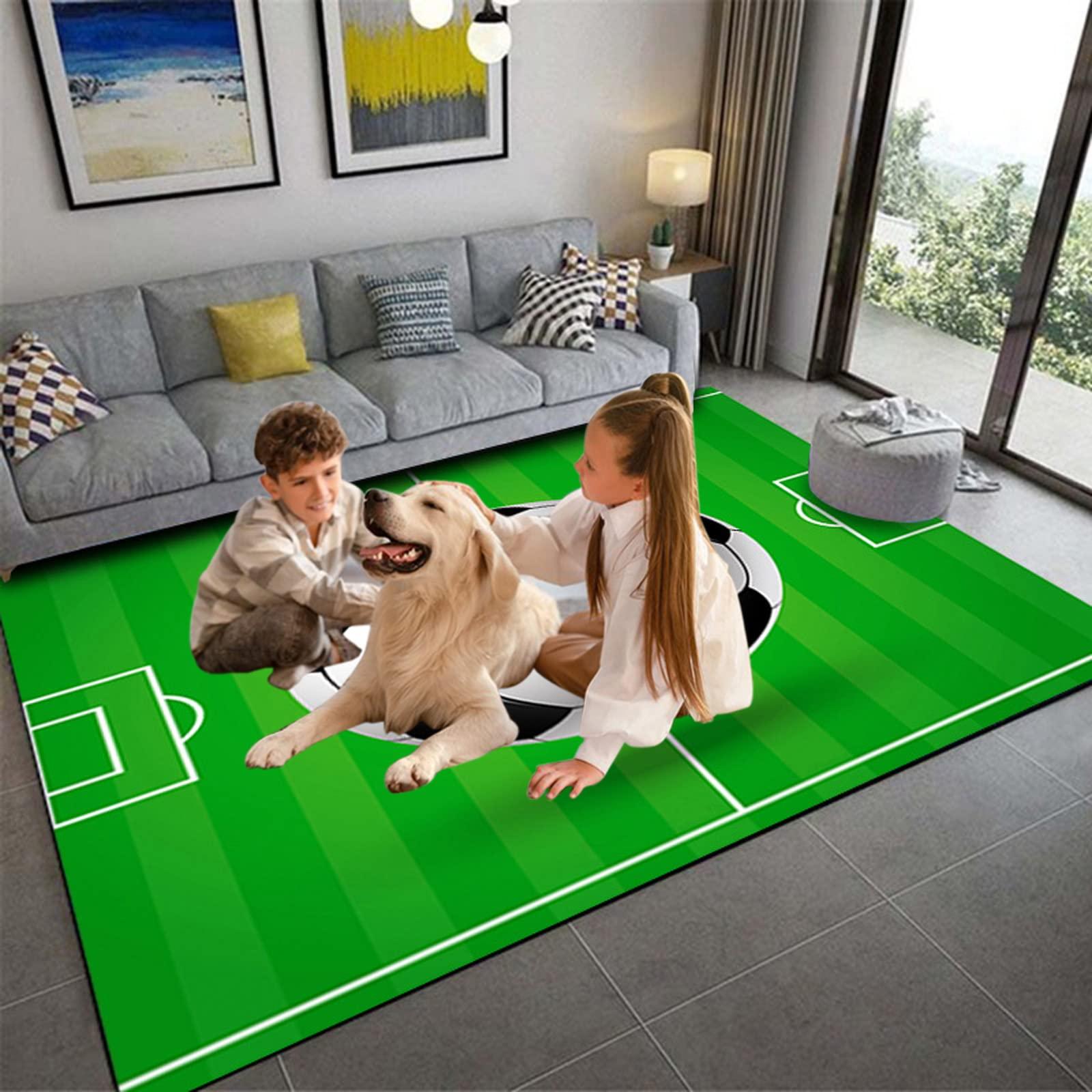 Goahke Football Field Rug Bedroom Area Rug Helmet and Football Rug for Living Room Stars and Stripes Sports Carpet Patriotic Floor Mat 63"x 79"