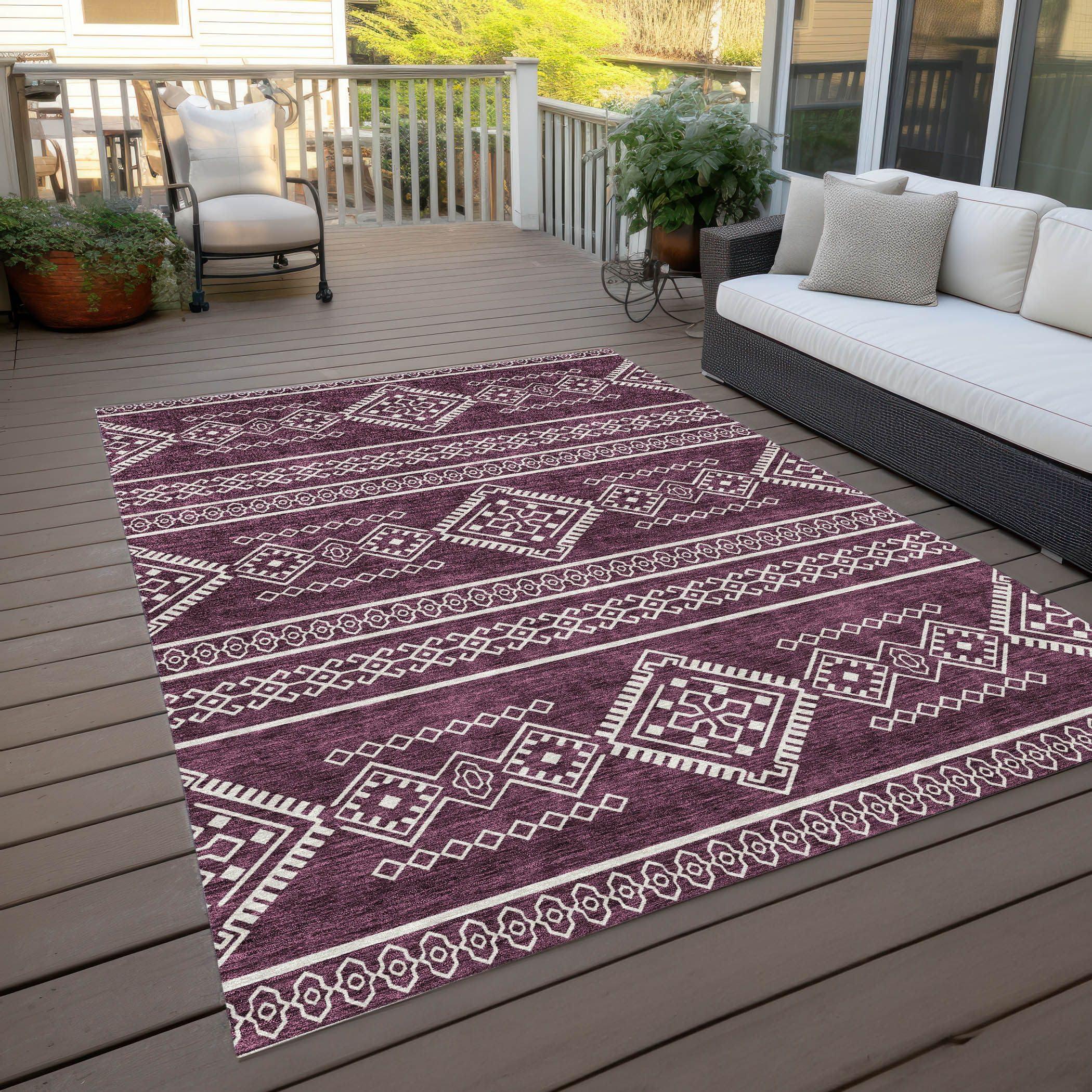 Addison Rugs Addison Rugs Chantille ACN901 Eggplant 10' x 14' Indoor/Outdoor, Machine Washable, Easy Clean, Non Shedding, Bedroom, Living Room, Dining Room, Kitchen, Patio Rug