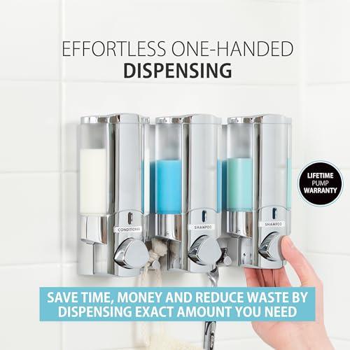 Better Living Better Living Products Aviva Shower Dispenser 3, Shampoo and Soap Dispenser, 3 x 11 fl. oz. Chrome, 11.2 x 3.5" x 7"