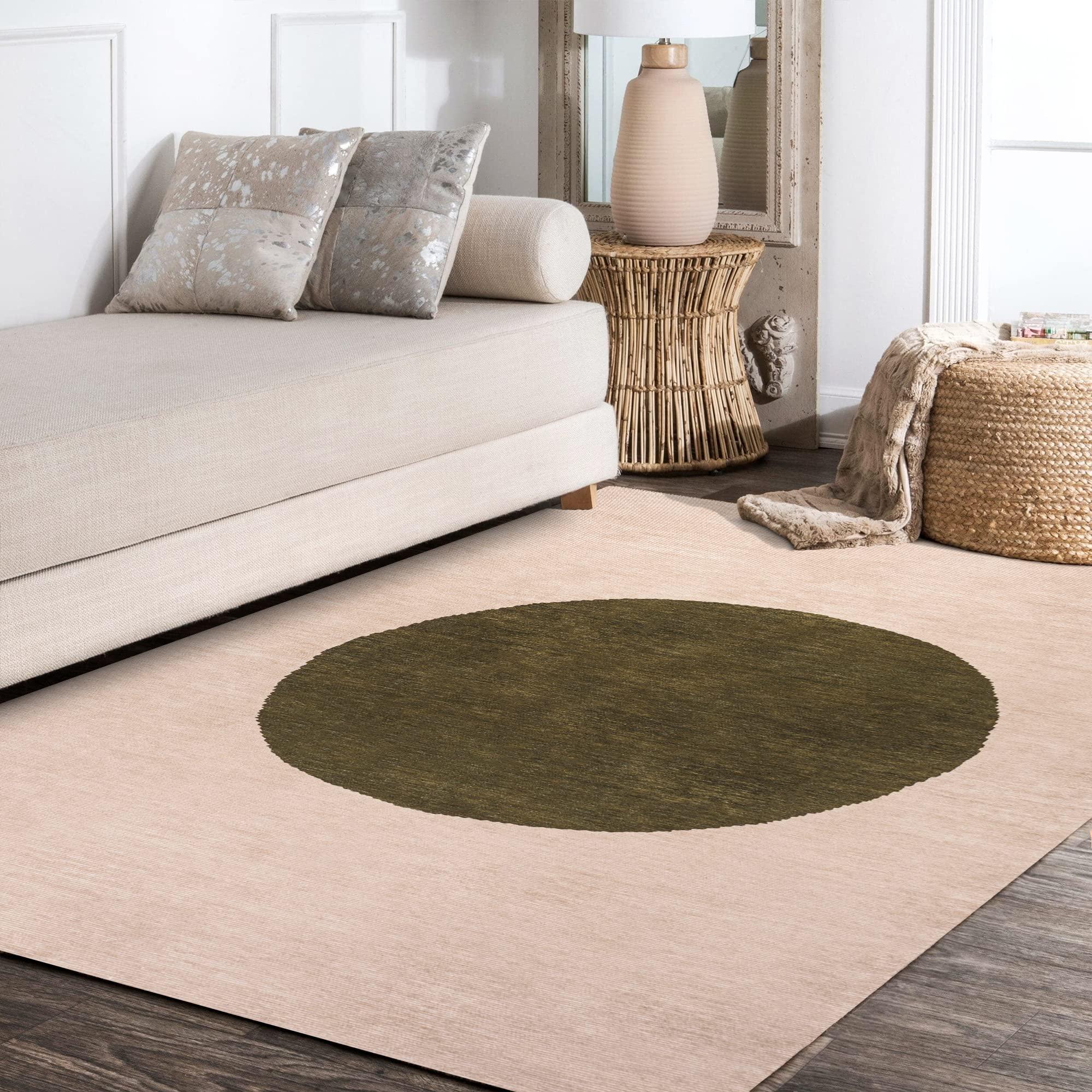 JONATHAN Y JONATHAN Y WSH113C-8 Cirkel Minimalist Geometric Dot Machine-Washable Indoor Area-Rug, Scandinavian, Modern, Bohemian Easy-Washing,Bedroom,Kitchen,Living Room,Non Shedding, Cream/Green, 8 X 10