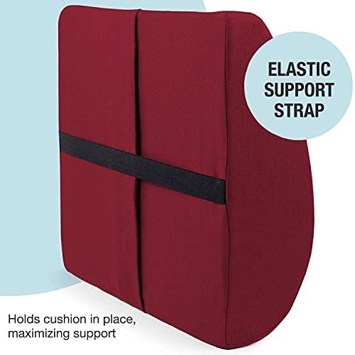 DMI DMI Lumbar Support Pillow for Chair to Assist with Back Support with Removable Washable Cover to Ease Lower Back Pain while Improving Posture, 14 x 13 x 5, Contoured Foam, Premium,Burgundy