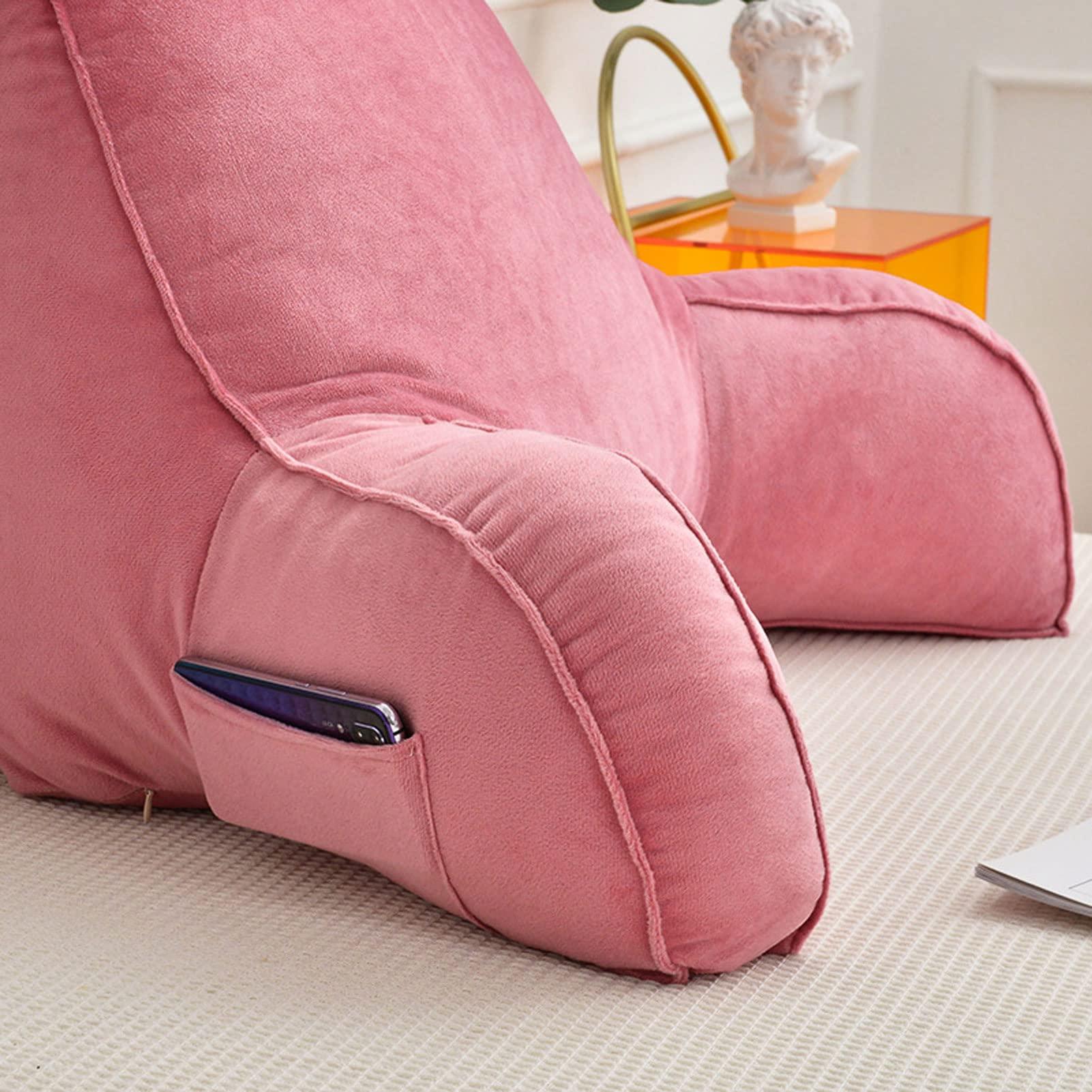 MDERTEC Reading Pillow, Bed Chair Pillow with Arms for Adults-Detachable Neck Roll, Back Support Bed Rest Pillows, Great As Backrest for Books Or Gaming (Coffee 75 * 40 * 40cm)