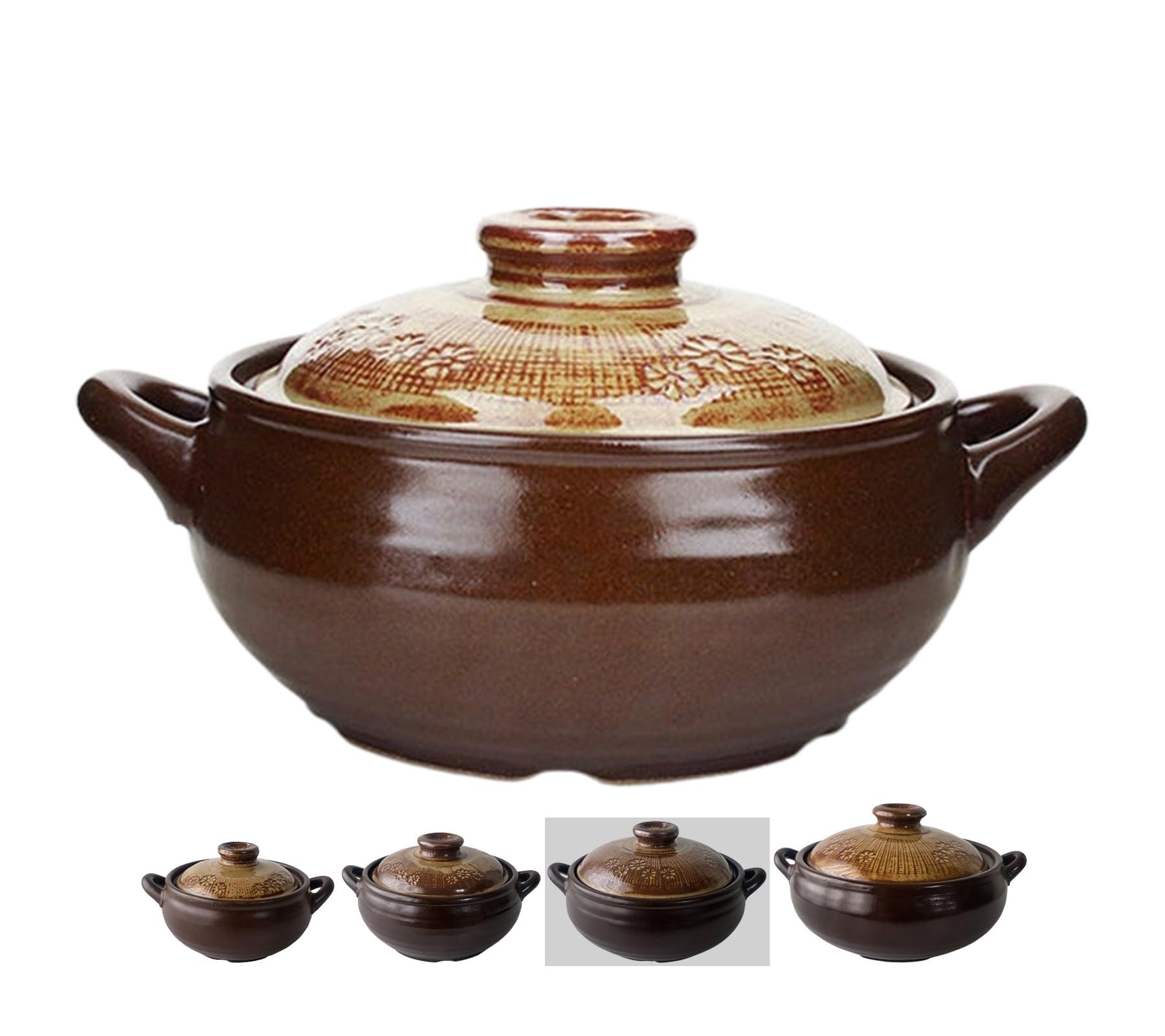 BALWOO BALWOO Korean Pot [Buncheong] MUD GLAZE Earthenware Ttukbaegi, Natural Ceramic Clay Cooking Pot Casserole, Heat Resistant Earthen Pot, Stone Bowl Stockpot Soup Crock, Pottery Bowl (Medium)
