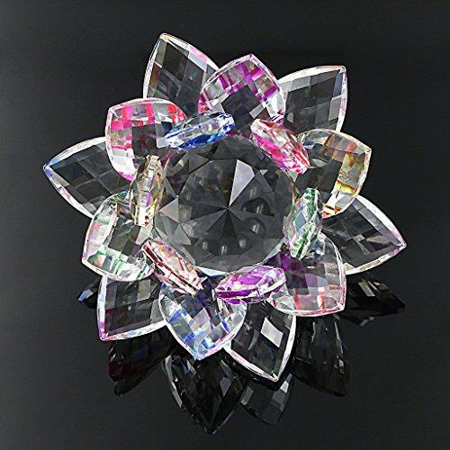 OwnMy OwnMy Sparkle Crystal Lotus Flower Hue Reflection Feng Shui Home Decor with Gift Box (3 Inch/ 80MM)