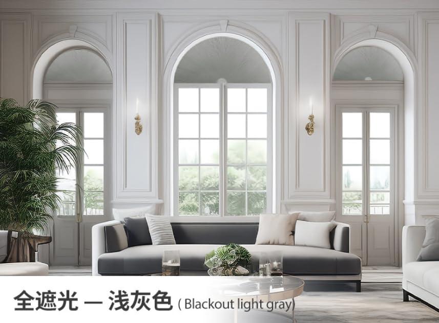 Yogsey Arch Window Shades Half Circle Blackout Cellular Shades Blinds for Windows Half Moon Honeycomb Fabric No Tools Room Darkening Shades Easy Install 90% Shade (1, Light Gray, (45cm*90cm) 18in*36in)