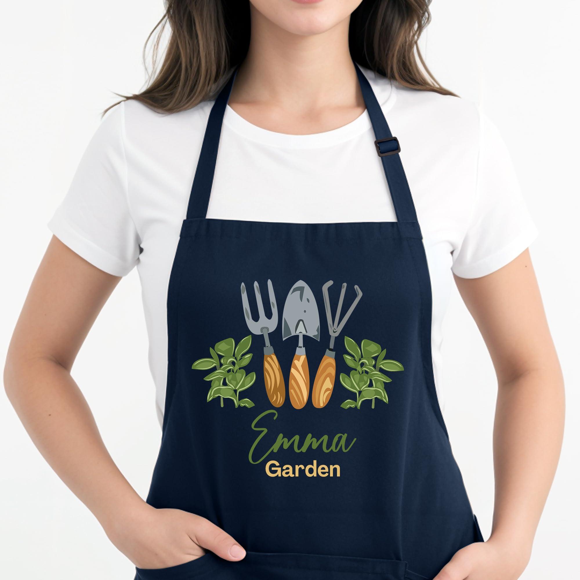 Custom Empire Shop Custom Garden Apron for Men and Women with Custom Name, Personalized Gardening Aprons for Women- Customized Harvest Apron - Garden Apron with Pockets for Men - Personalized Gardening Gift for Mom