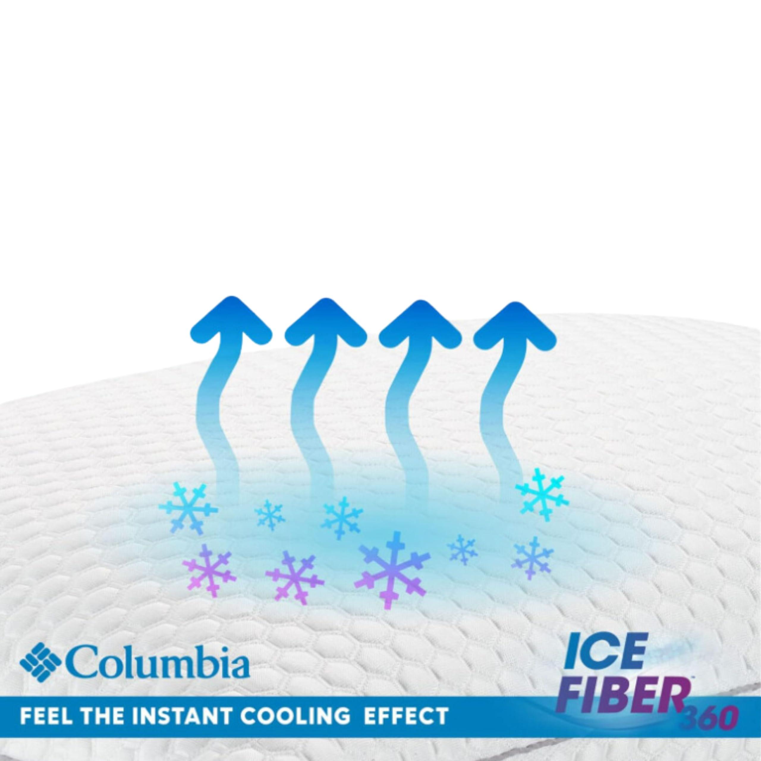 Columbia Columbia Comfort Ice Fiber Side Sleeper Down Alternative Bed Pillow with Polyester Fiberfill, Supportive and Cozy Instant Cooling Double Sided Breathable Cover, White, Standard/Queen Pack of 1