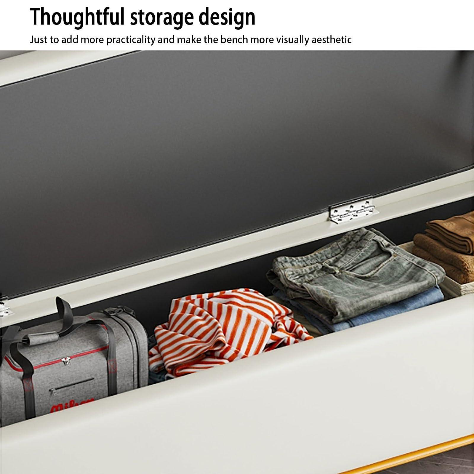 XDONE Ottoman with storage for bedroom, upholstered storage bench, entrance storage bench with gold legs, living room storage bench, bed end bench, foyer bench, room bench/load capacity 150KG ( Color : A ,