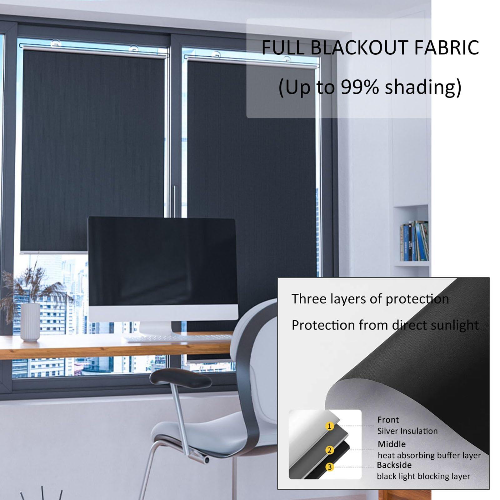 Jolan Blackout Roller Blinds No Drilling,Sunscreen Sunshade Window Roll Up Shades with Suction Cups,Privacy Curtains,Temporary Blinds Black,Retractable Sun Shades,Customisable,WH-80 * 160cm(31 * 63in)