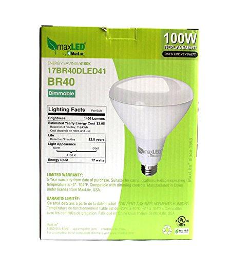 Maxlite MaxLite 17BR40DLED41 17W Dimmable BR40 4100K LED Light Bulb