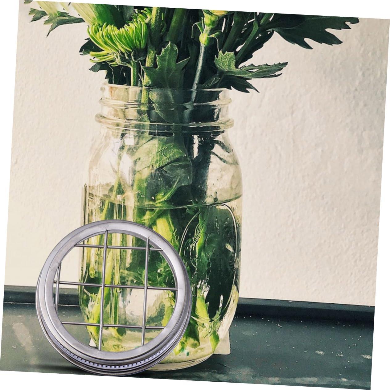 BIUDECO BIUDECO 1 Set of Mason Jar Lids for Sprouting and Flower Arranging Stainless Steel Mesh Covers for Canning Jars Portable Sprouting Lid and Flower Arrangement Cap