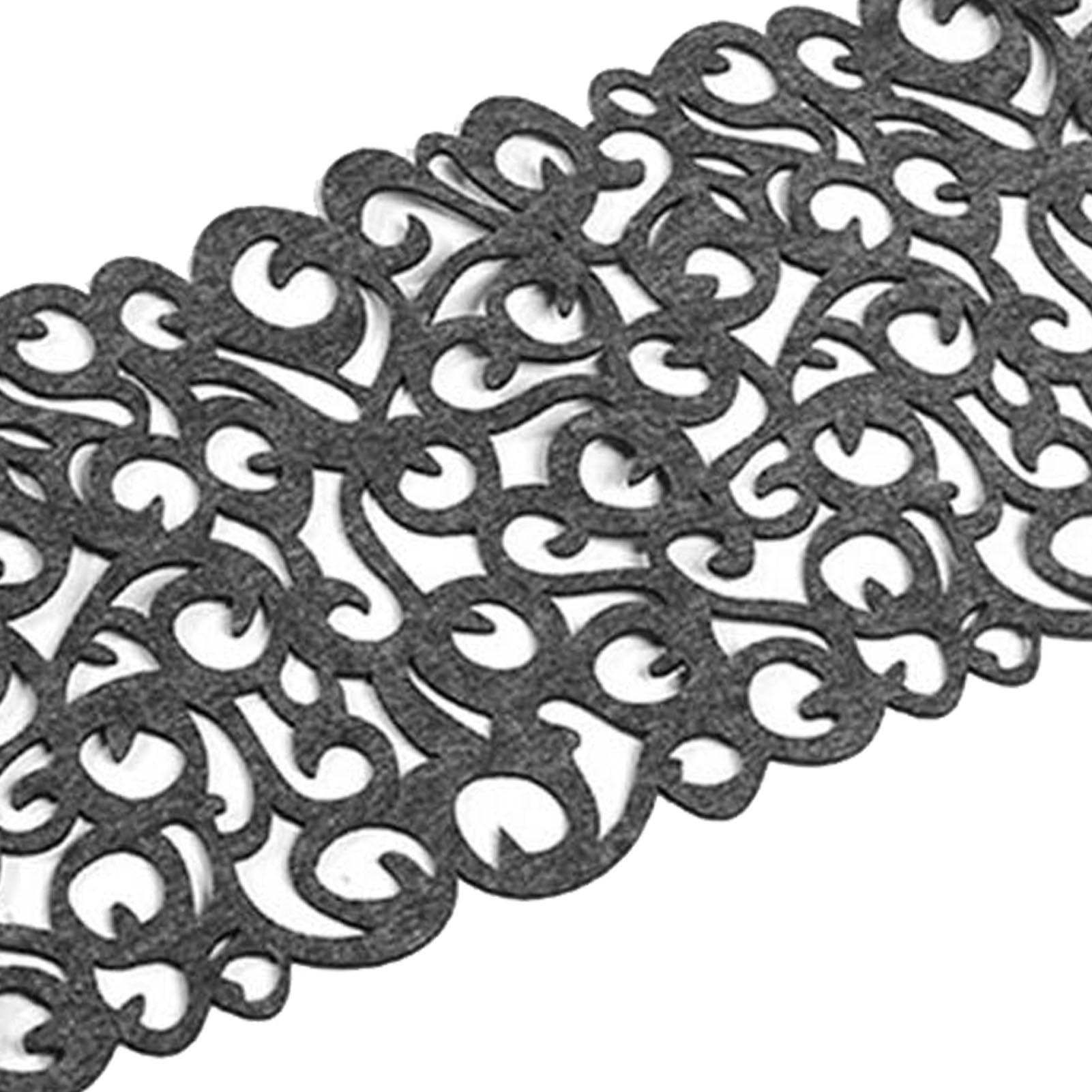 Gsycle Felt Placemats, Rectangle Shape Felt Tablecloth Runner Placemats Table Mats Hallow Table Runner for Household Decorations (Dark Gray)