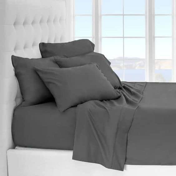 AHJ Beddings AHJ Beddings Comforter Set 7 Piece Bed in a Bag with 500GSM Comforter and 30 inch Deep Pocket Sheet Set - 600 Thread Counts, 100% Egyptian Cotton - Full Size, Elephant Grey Solid