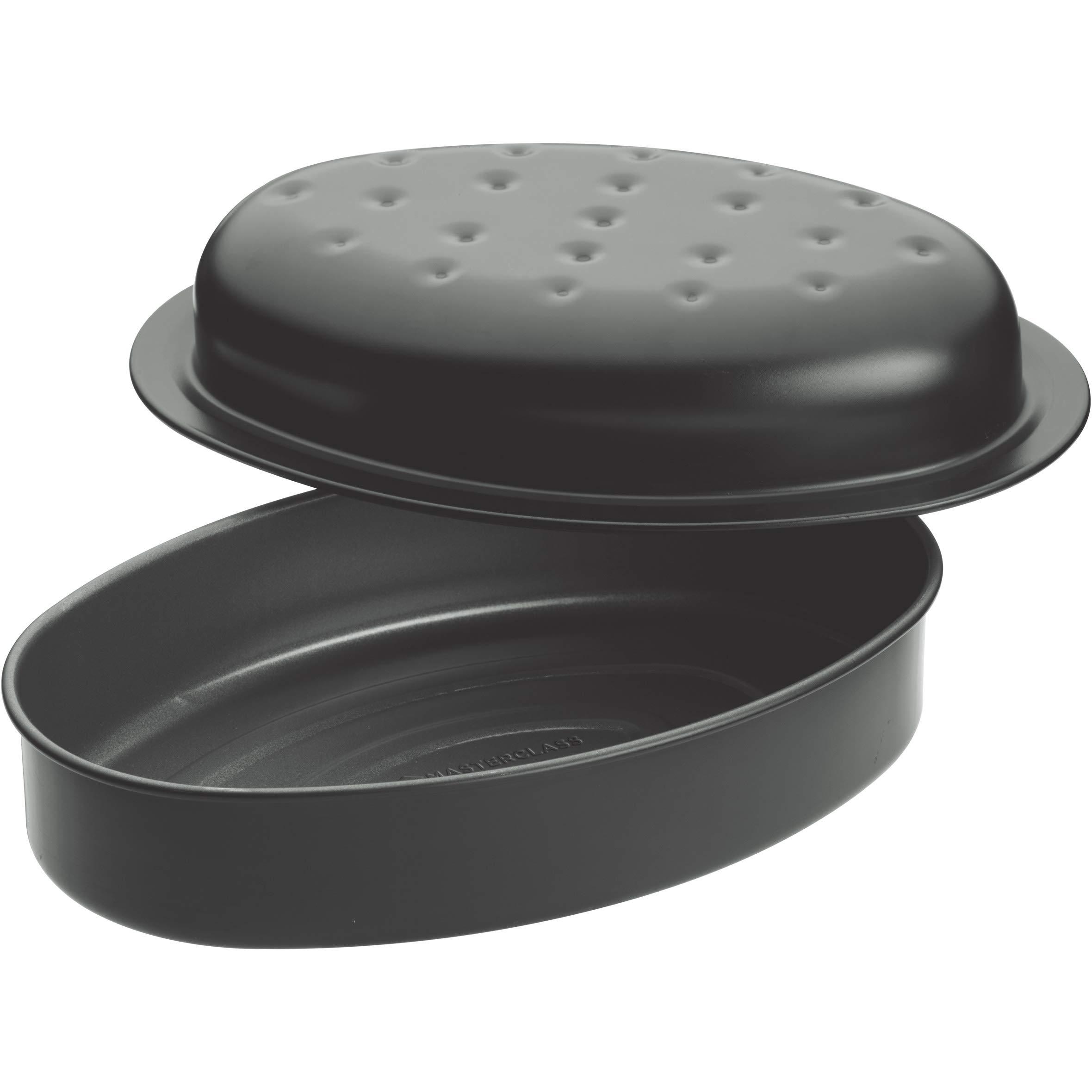 Kitchen Craft MasterClass Self-Basting Non-Stick Roasting Tin with Lid, Carbon, Grey, 27 x 21 x 10.5 cm