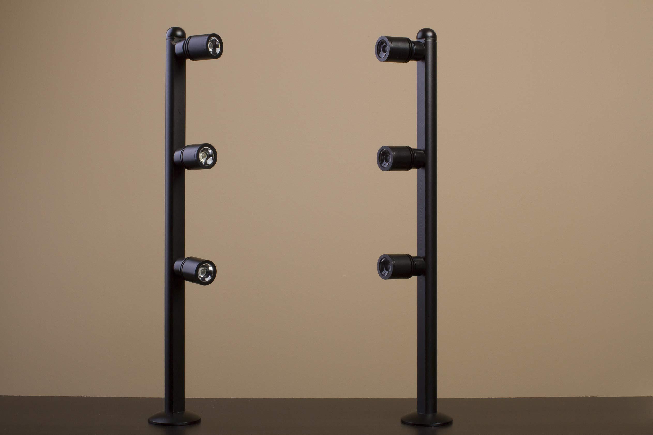 LEDUPDATES 2 Showcase Display LED spot Light Black Pole Style FY-53 Set with UL Listed 12v 2A Power Supply